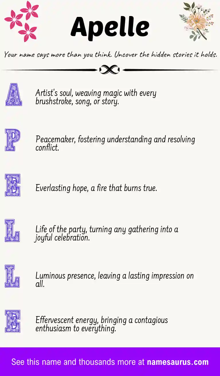 Acrostic poem about Apelle.