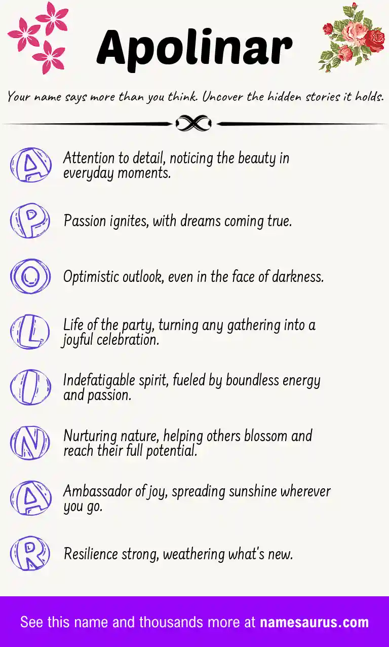 Acrostic poem about Apolinar.