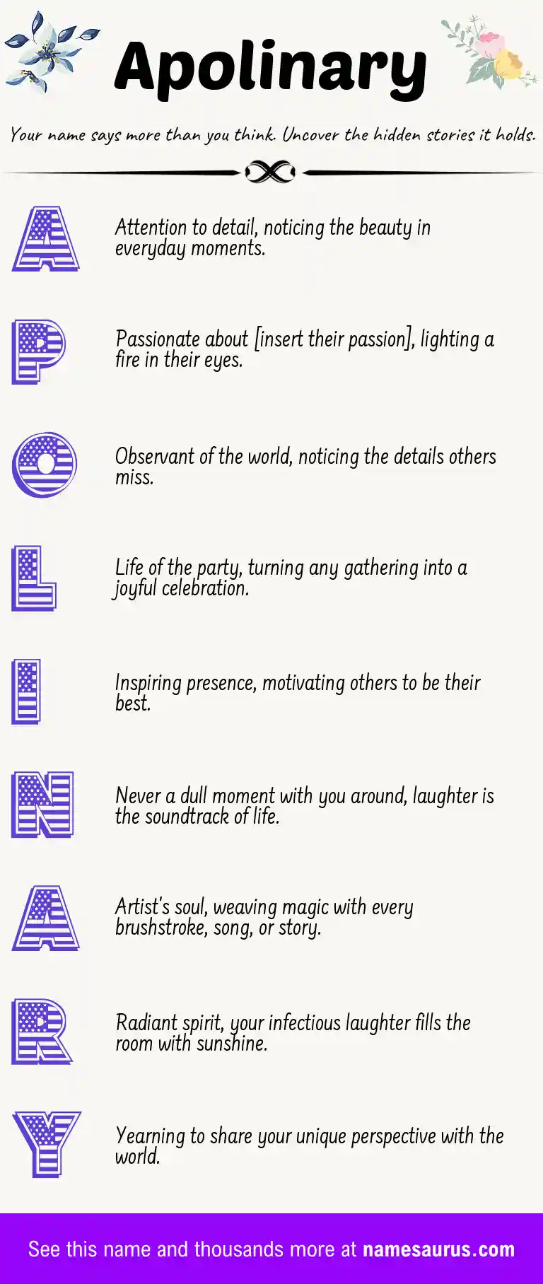 Acrostic poem about Apolinary.
