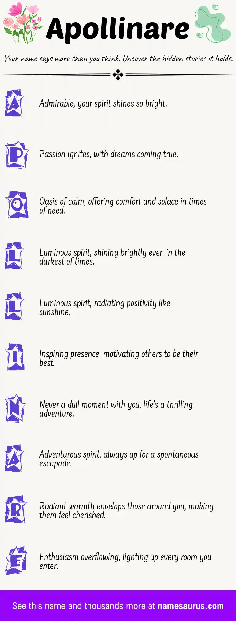 Acrostic poem about Apollinare.