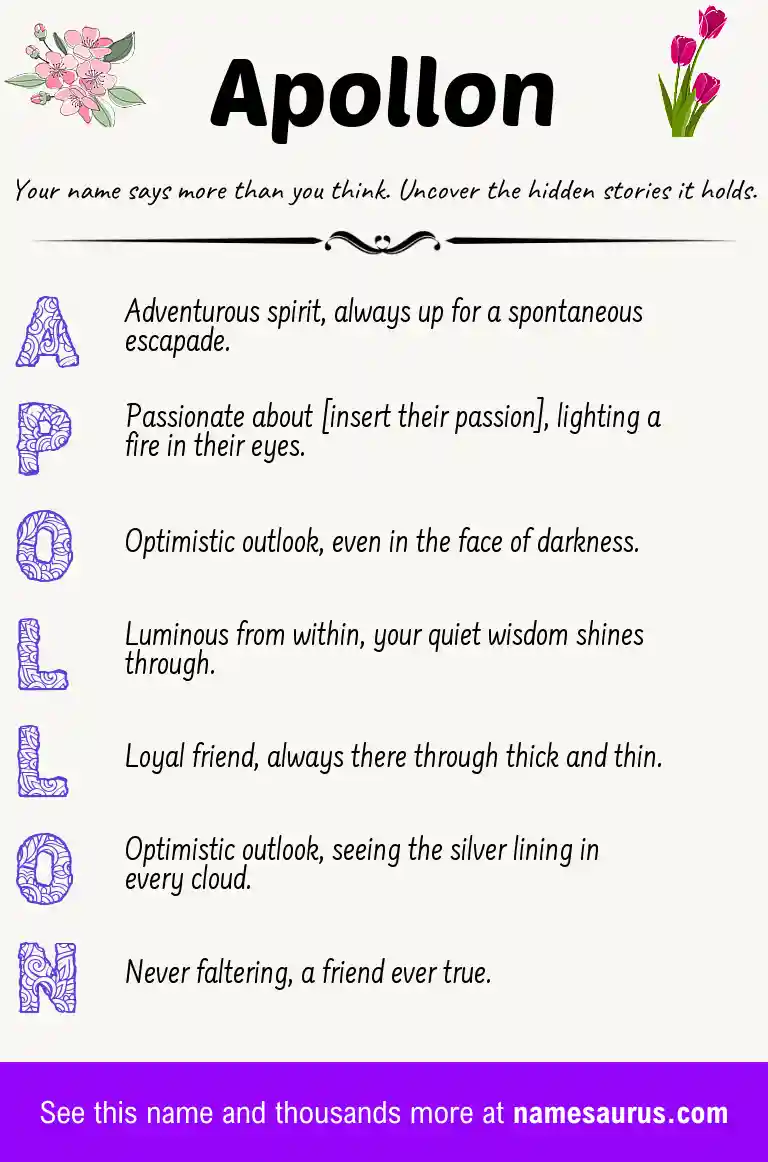 Acrostic poem about Apollon.