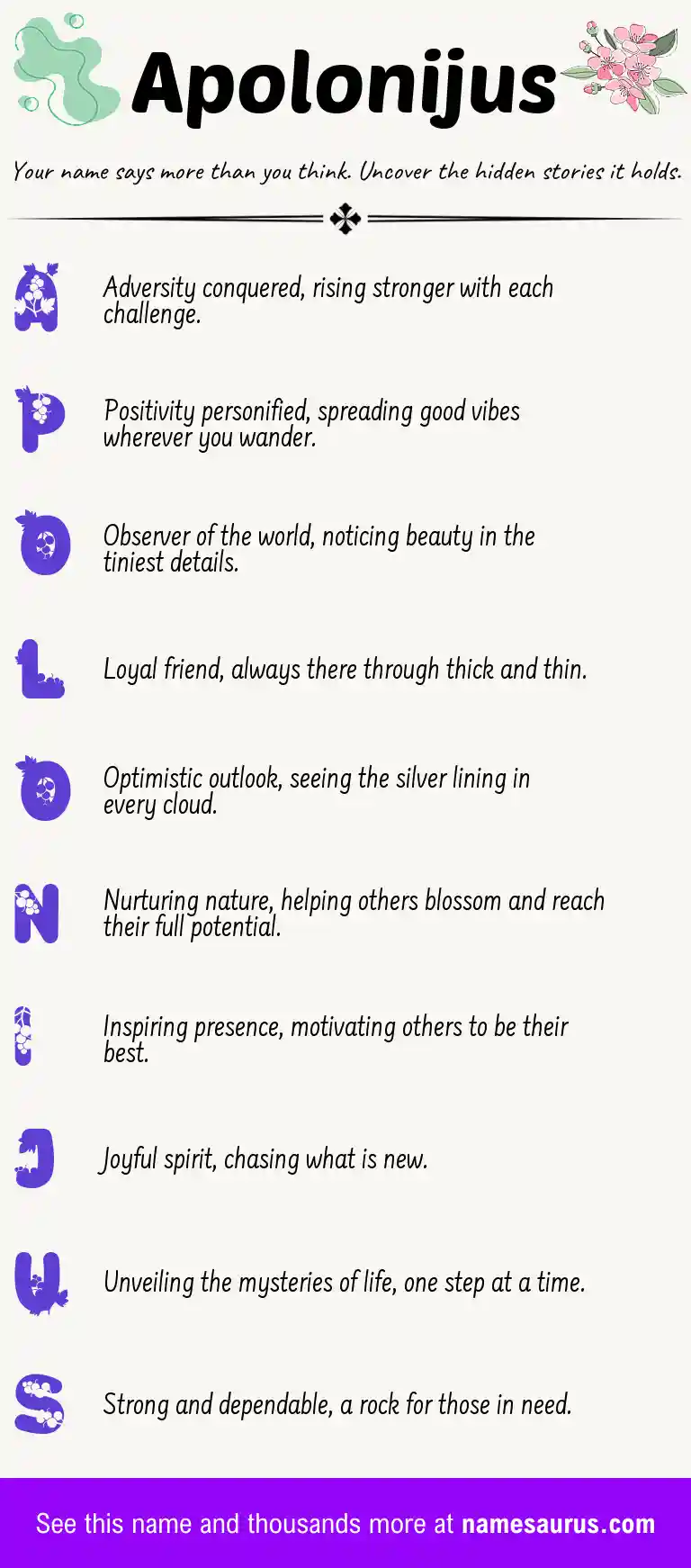 Acrostic poem about Apolonijus.