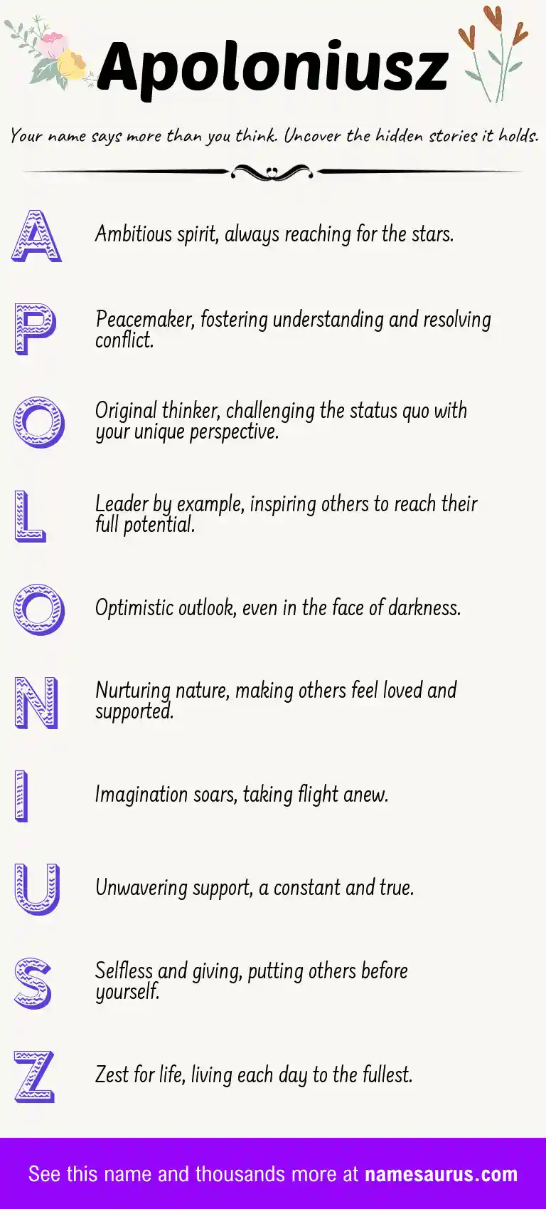 Acrostic poem about Apoloniusz.