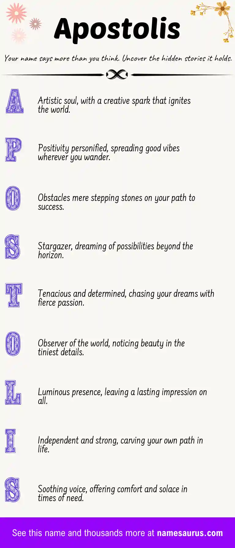 Acrostic poem about Apostolis.