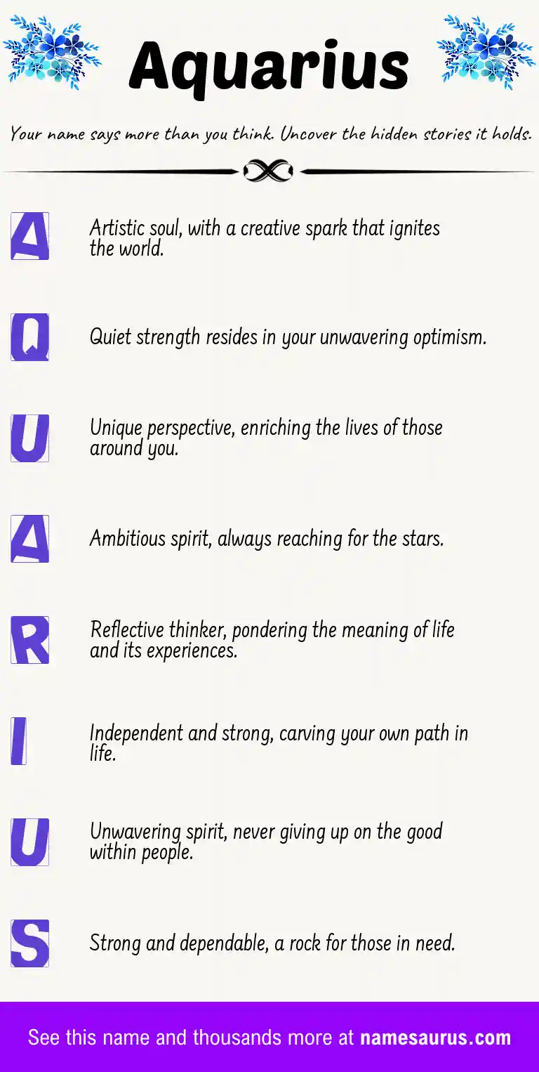 Acrostic poem about Aquarius.