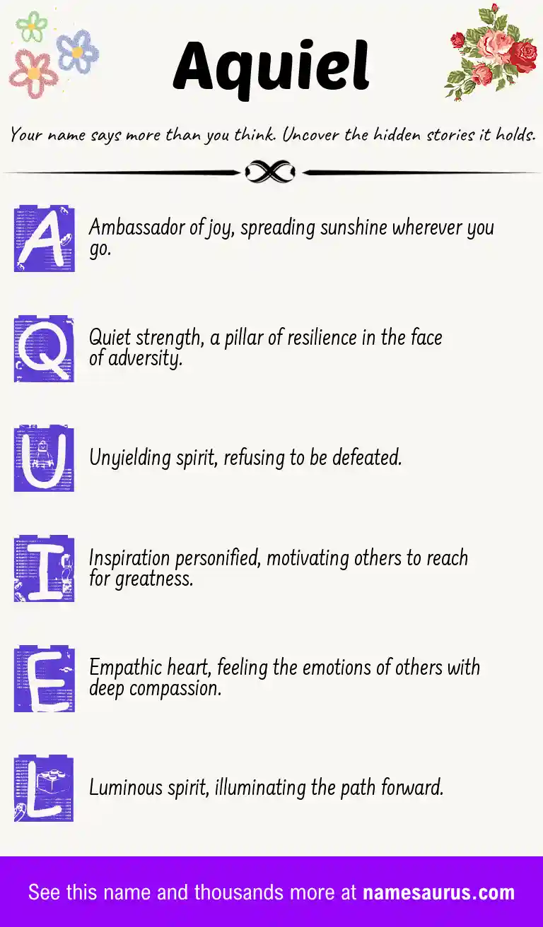 Acrostic poem about Aquiel.
