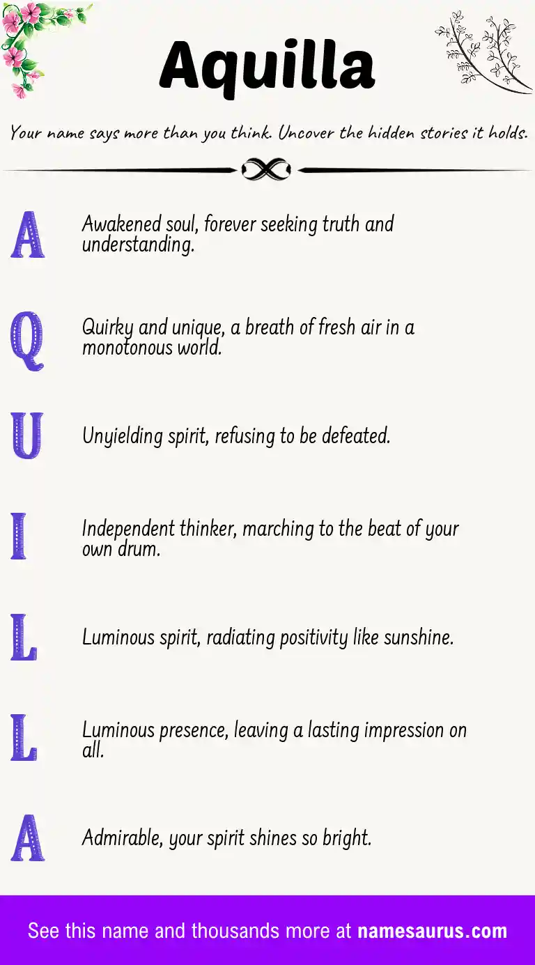 Acrostic poem about Aquilla.