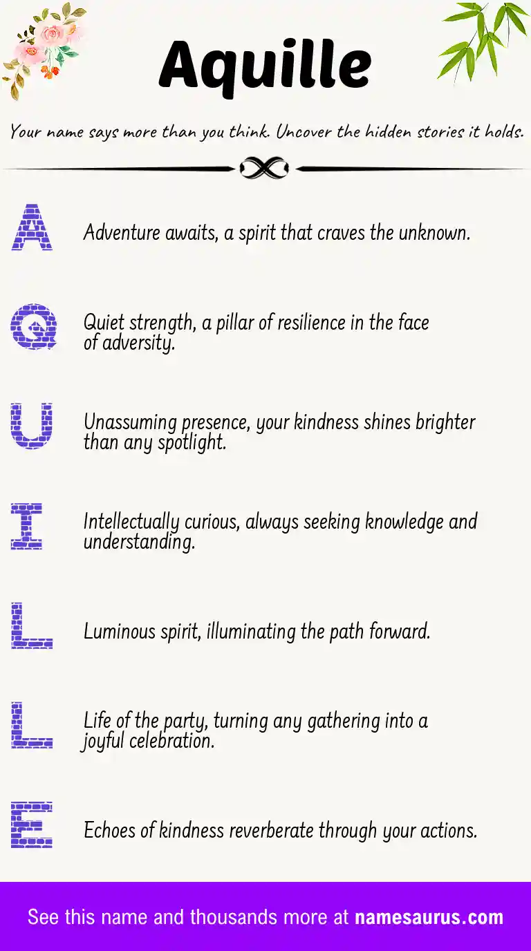 Acrostic poem about Aquille.