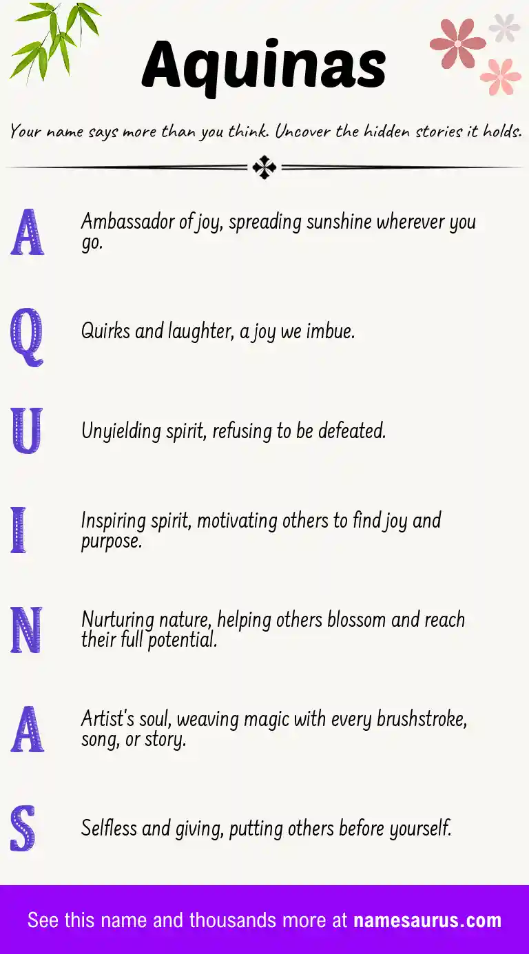 Acrostic poem about Aquinas.