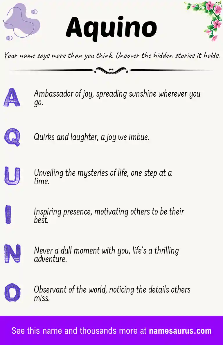 Acrostic poem about Aquino.