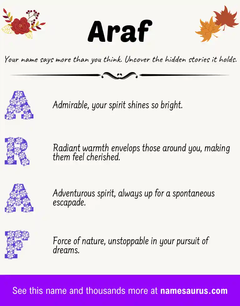 Acrostic poem about Araf.
