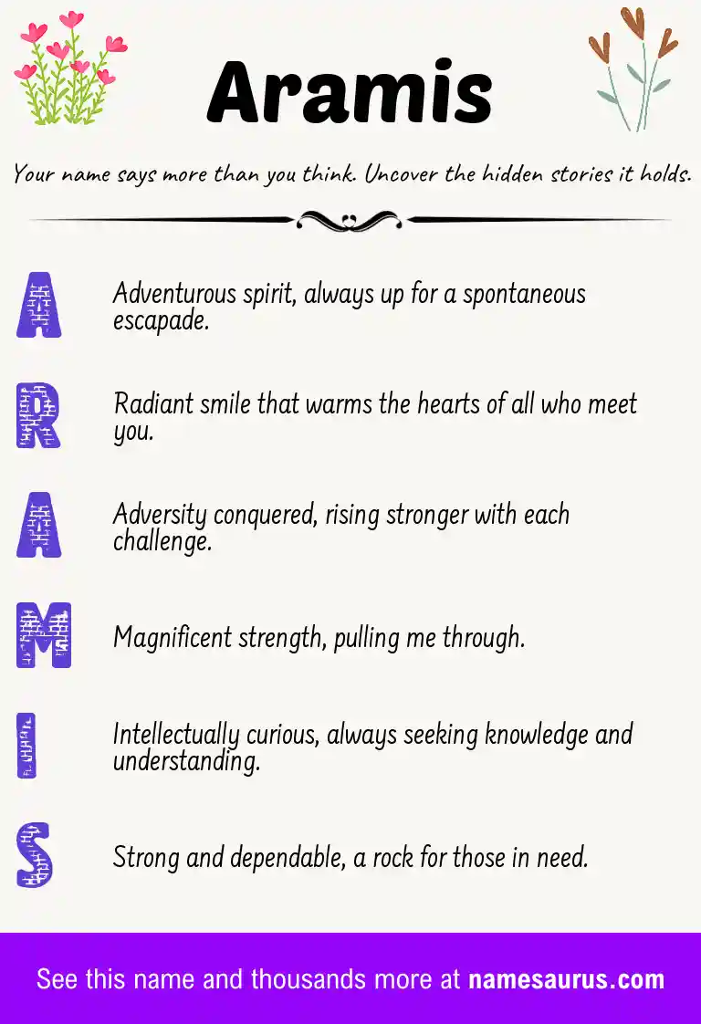 Acrostic poem about Aramis.