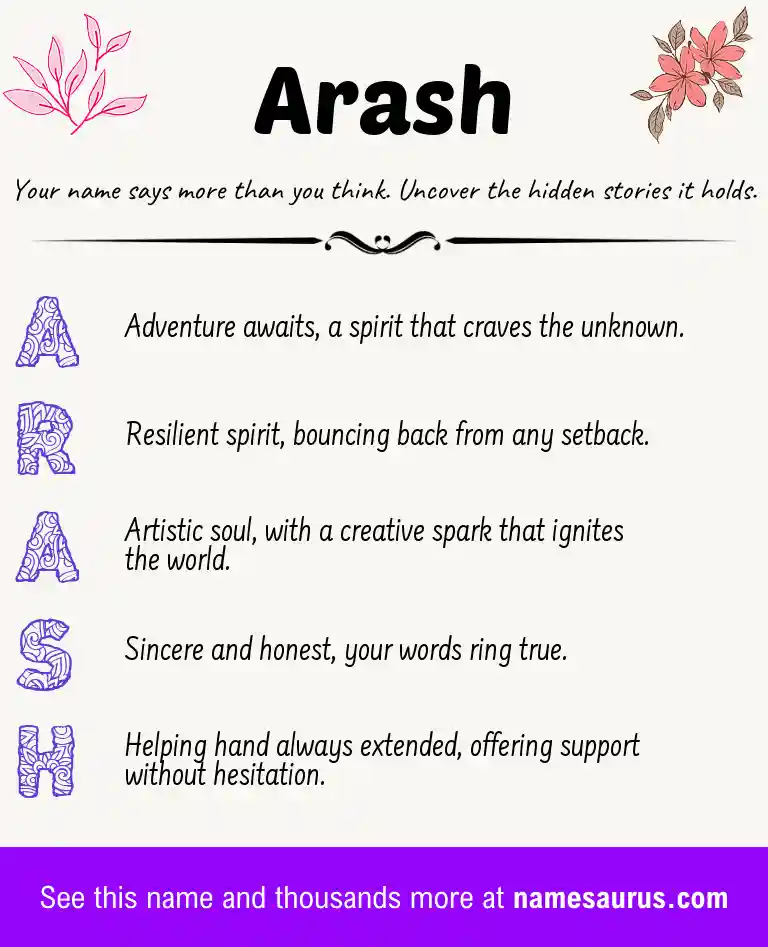 Acrostic poem about Arash.