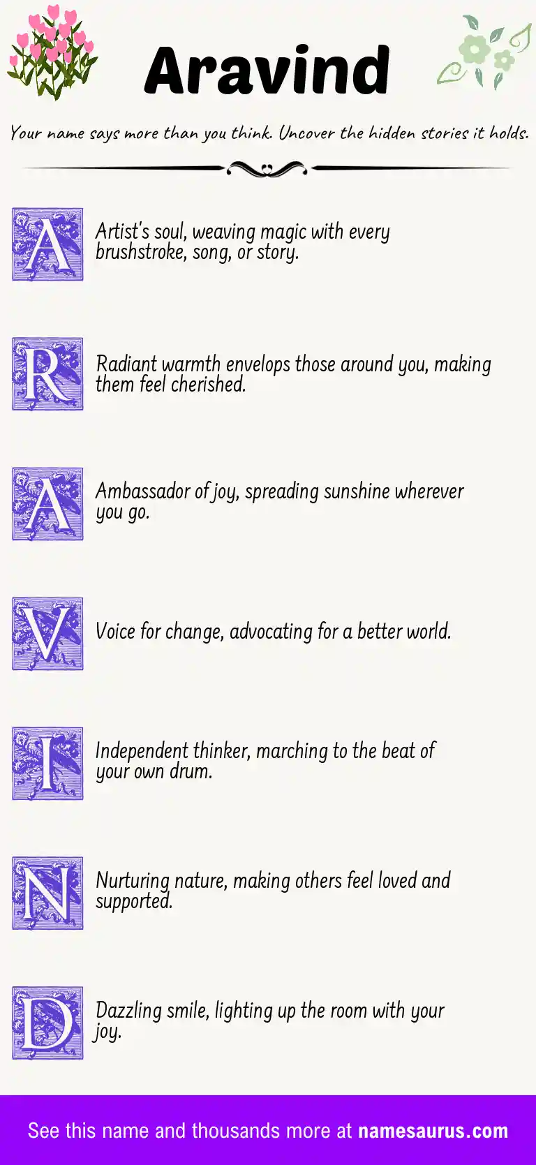 Acrostic poem about Aravind.
