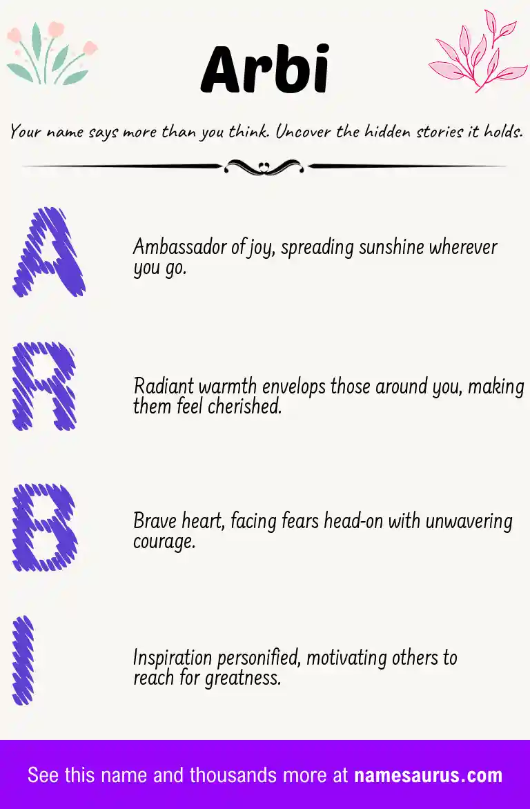 Acrostic poem about Arbi.