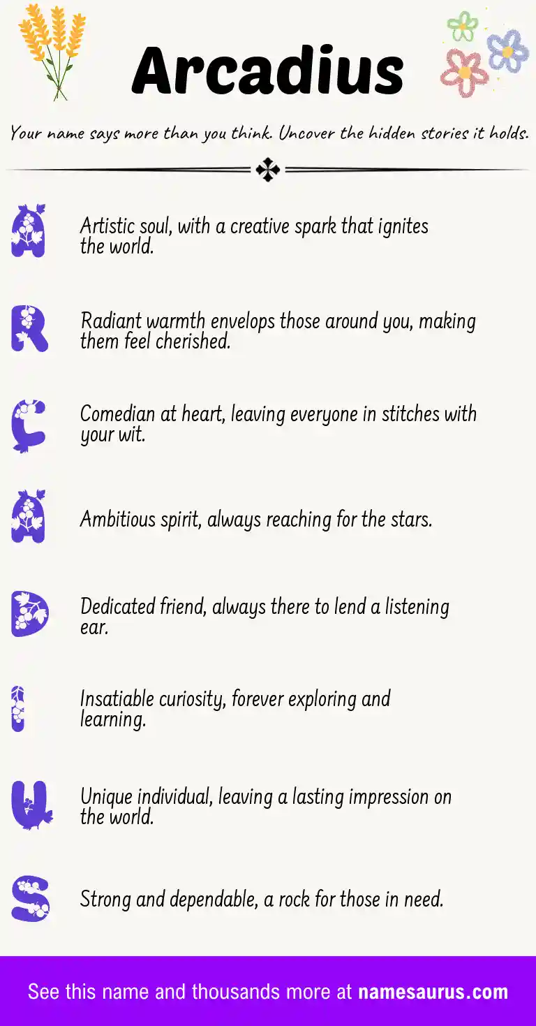Acrostic poem about Arcadius.