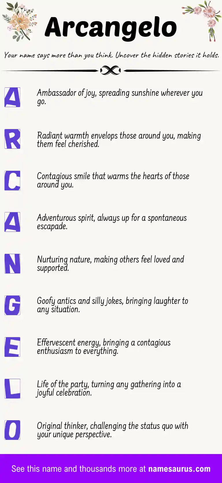 Acrostic poem about Arcangelo.