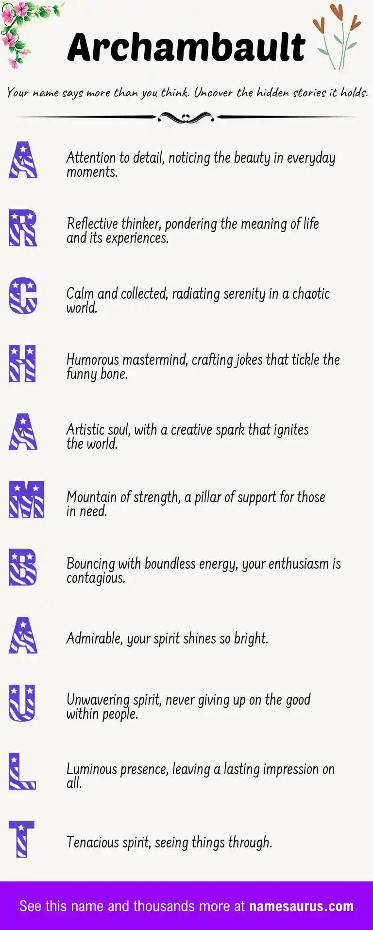 Acrostic poem about Archambault.