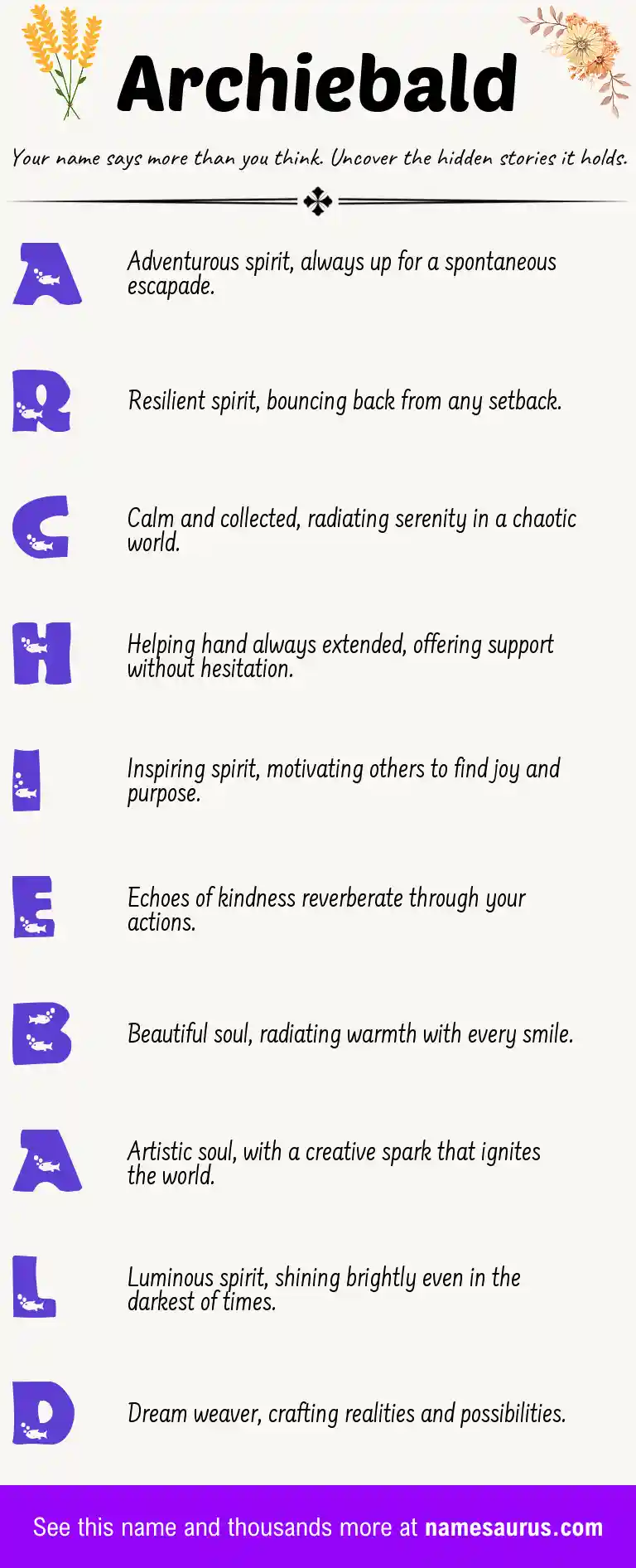 Acrostic poem about Archiebald.