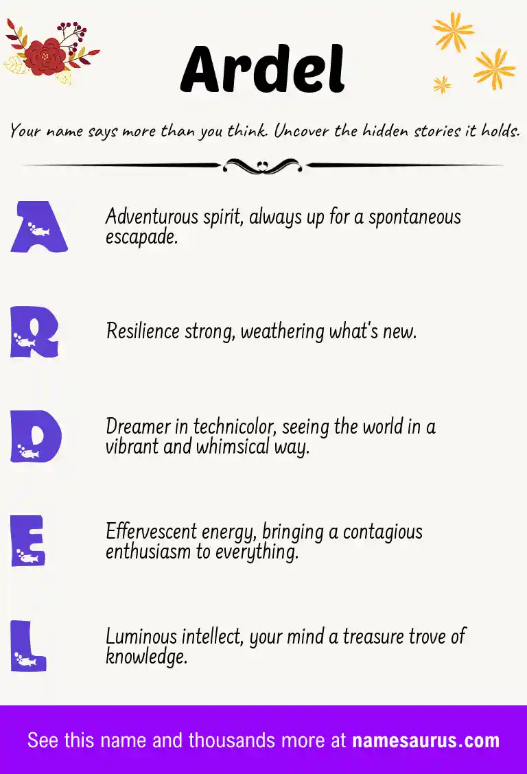 Acrostic poem about Ardel.