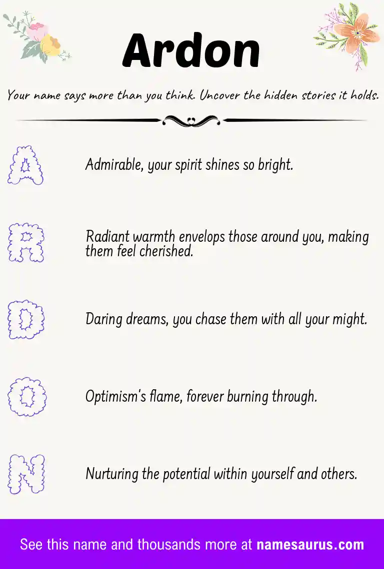 Acrostic poem about Ardon.