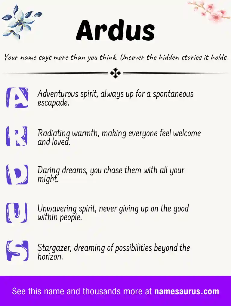 Acrostic poem about Ardus.