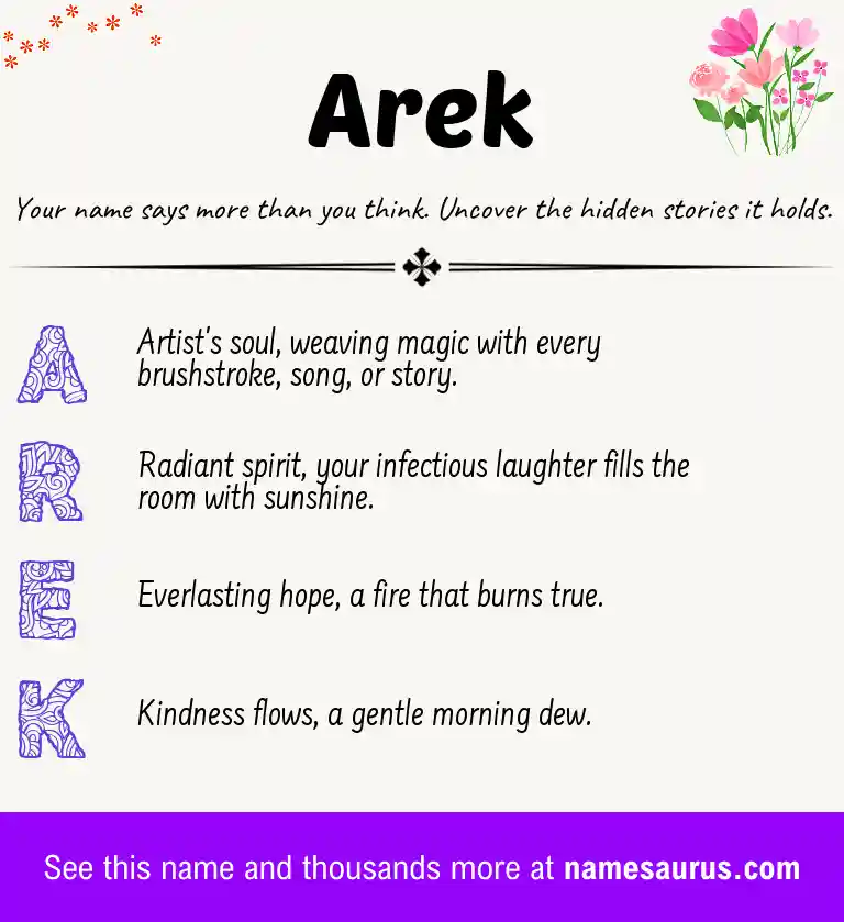 Acrostic poem about Arek.
