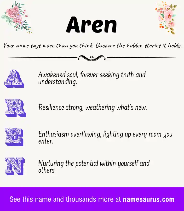 Acrostic poem about Aren.