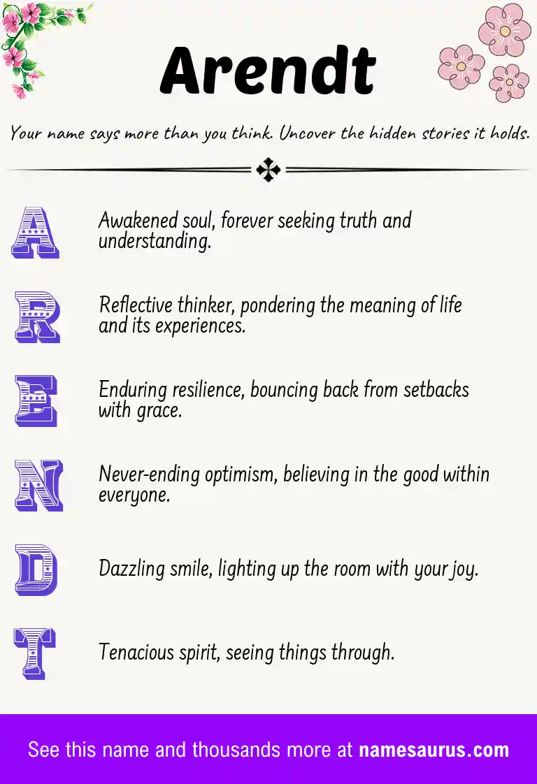 Acrostic poem about Arendt.