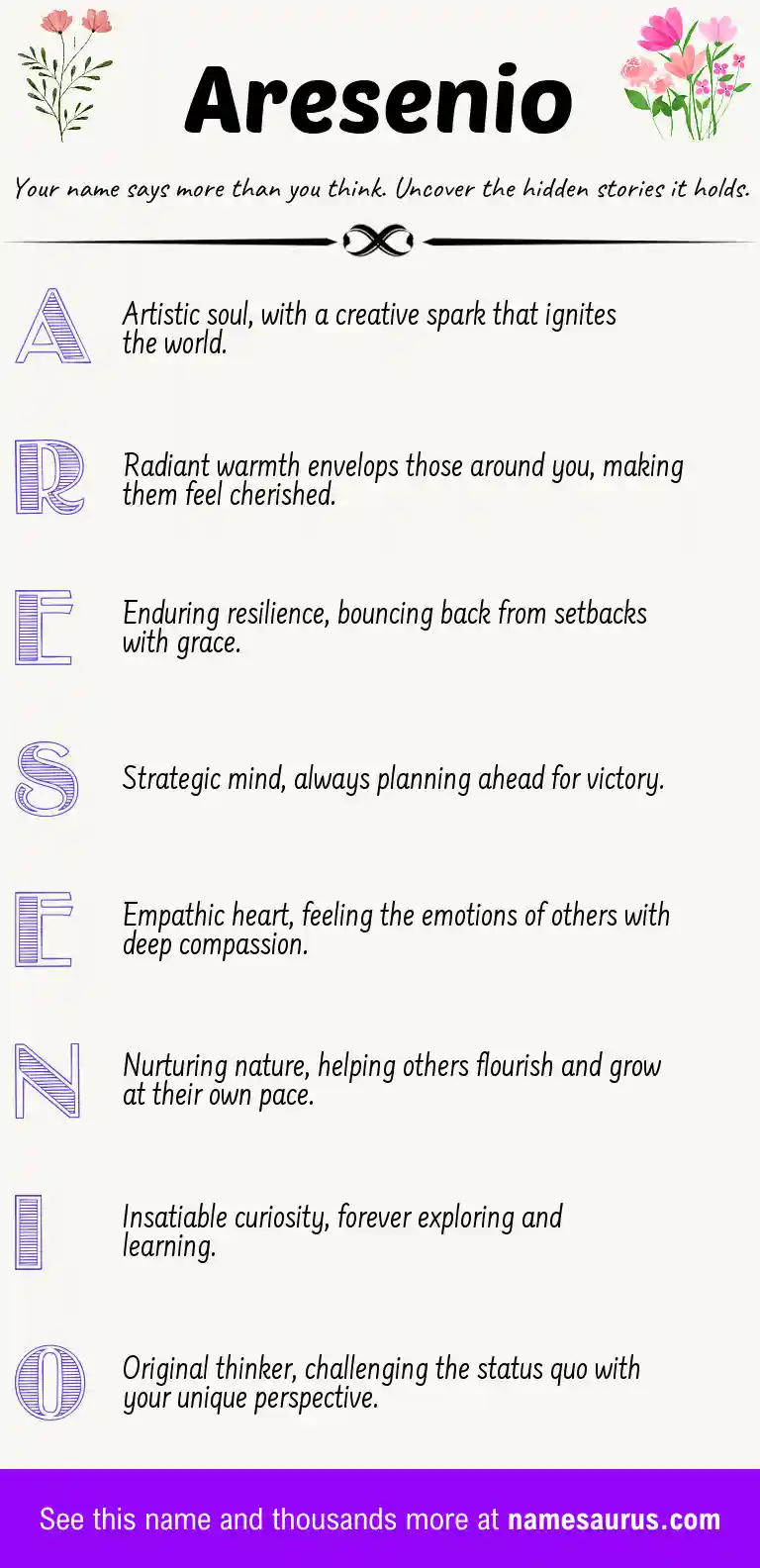 Acrostic poem about Aresenio.