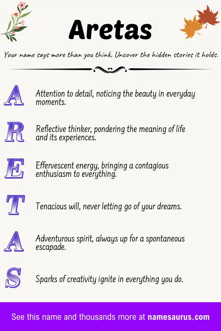 Acrostic poem about Aretas.