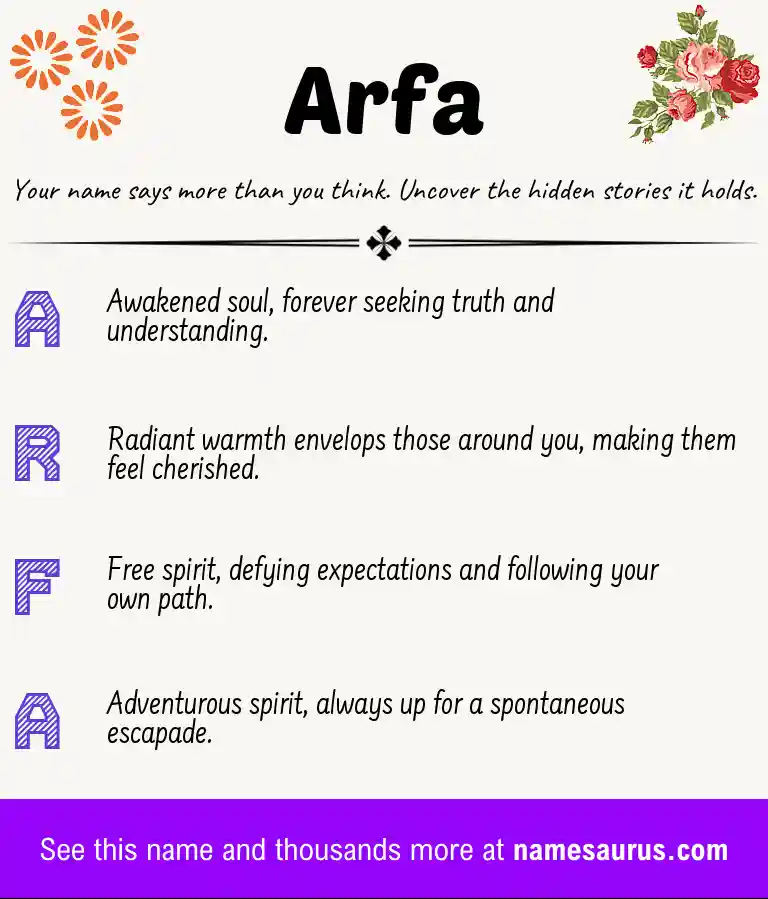Acrostic poem about Arfa.