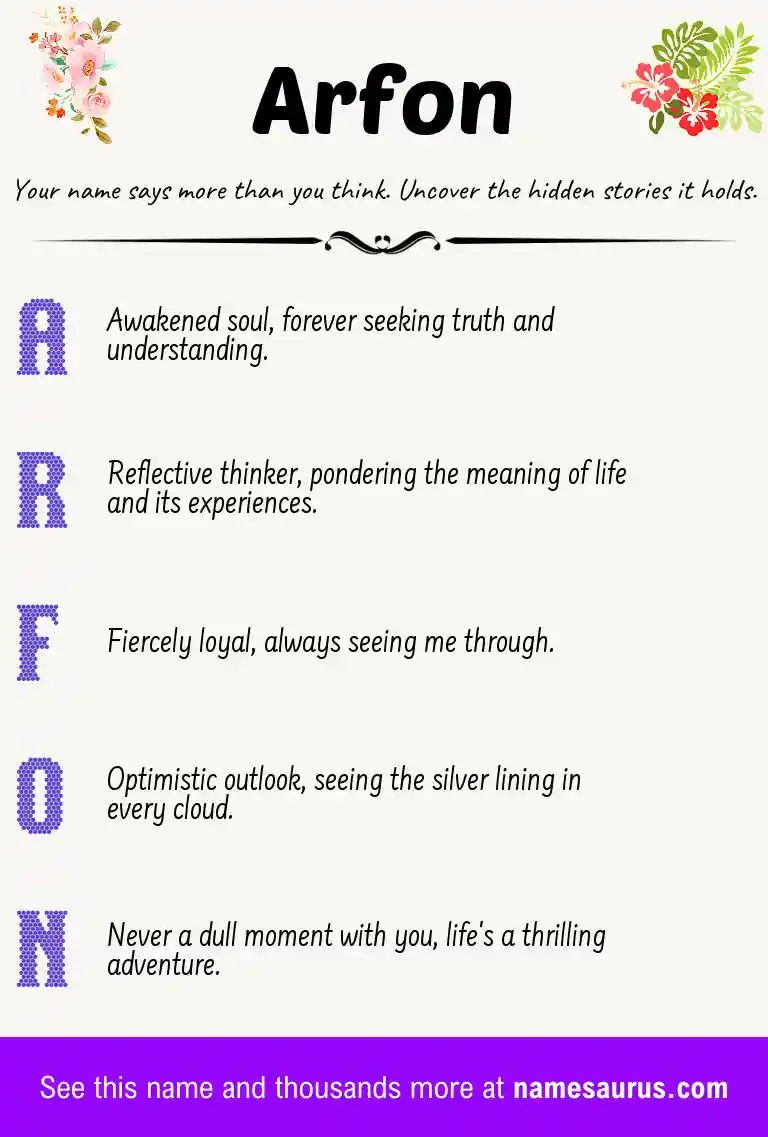 Acrostic poem about Arfon.