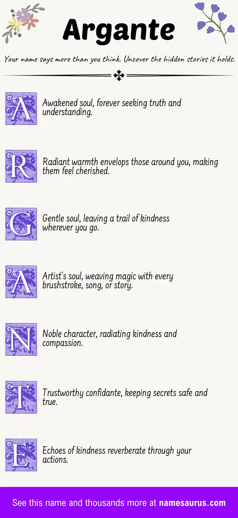 Acrostic poem about Argante.