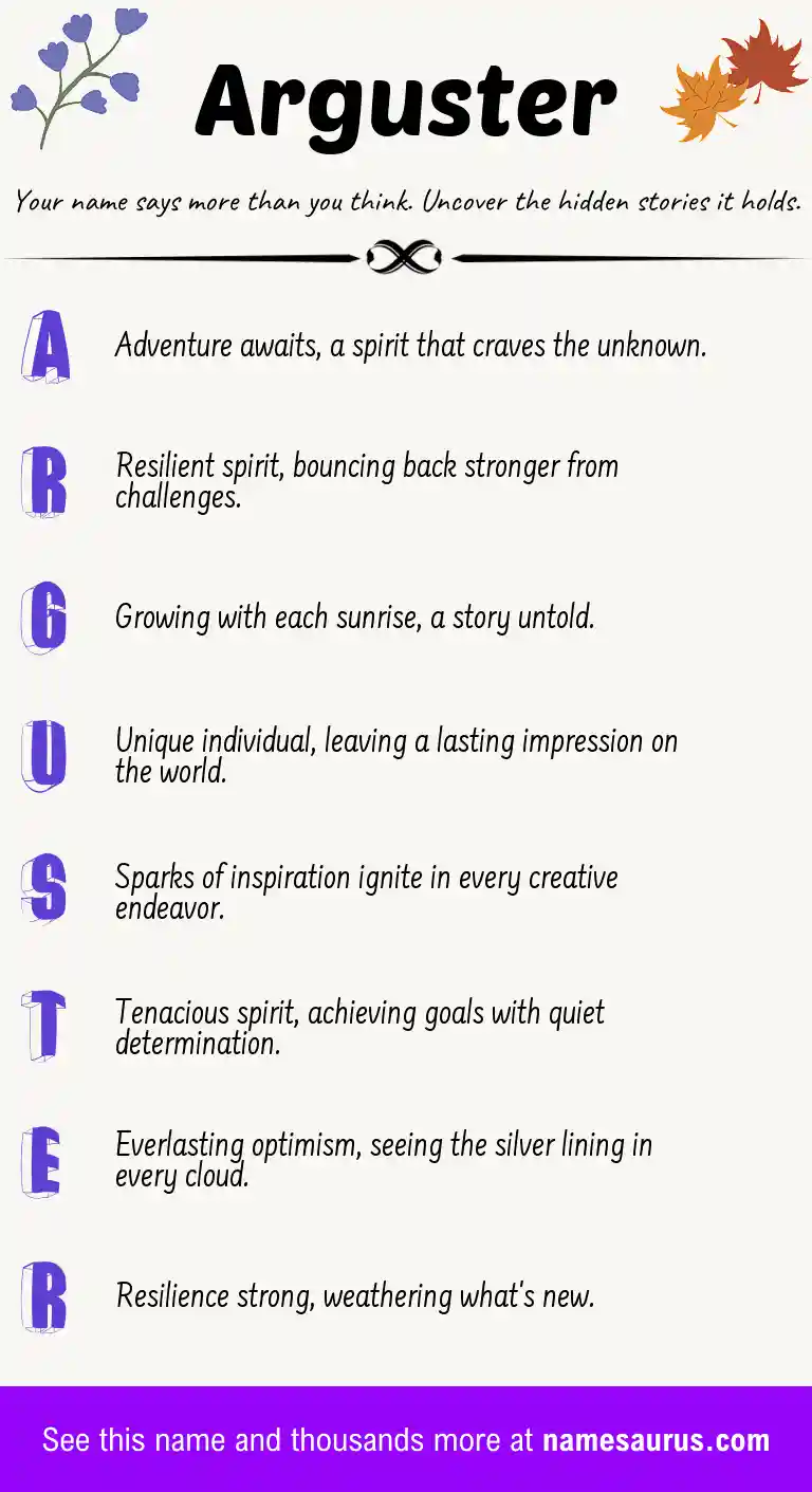 Acrostic poem about Arguster.