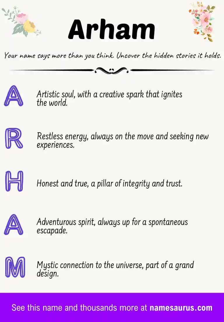 Acrostic poem about Arham.