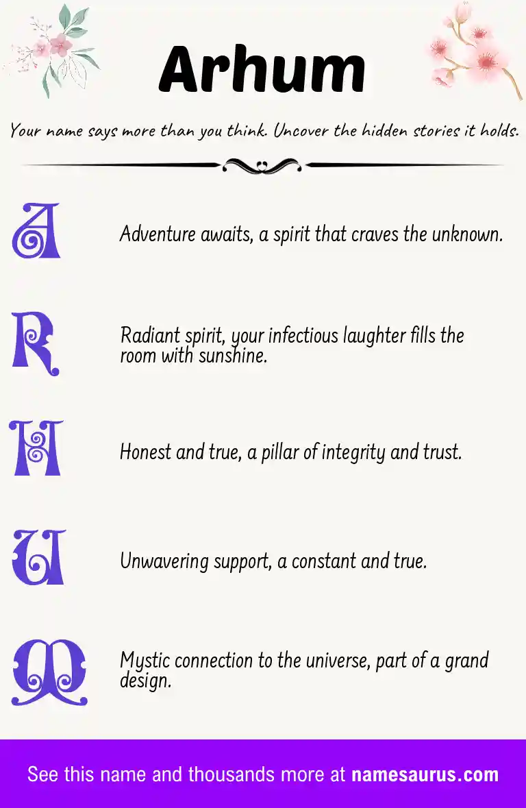 Acrostic poem about Arhum.