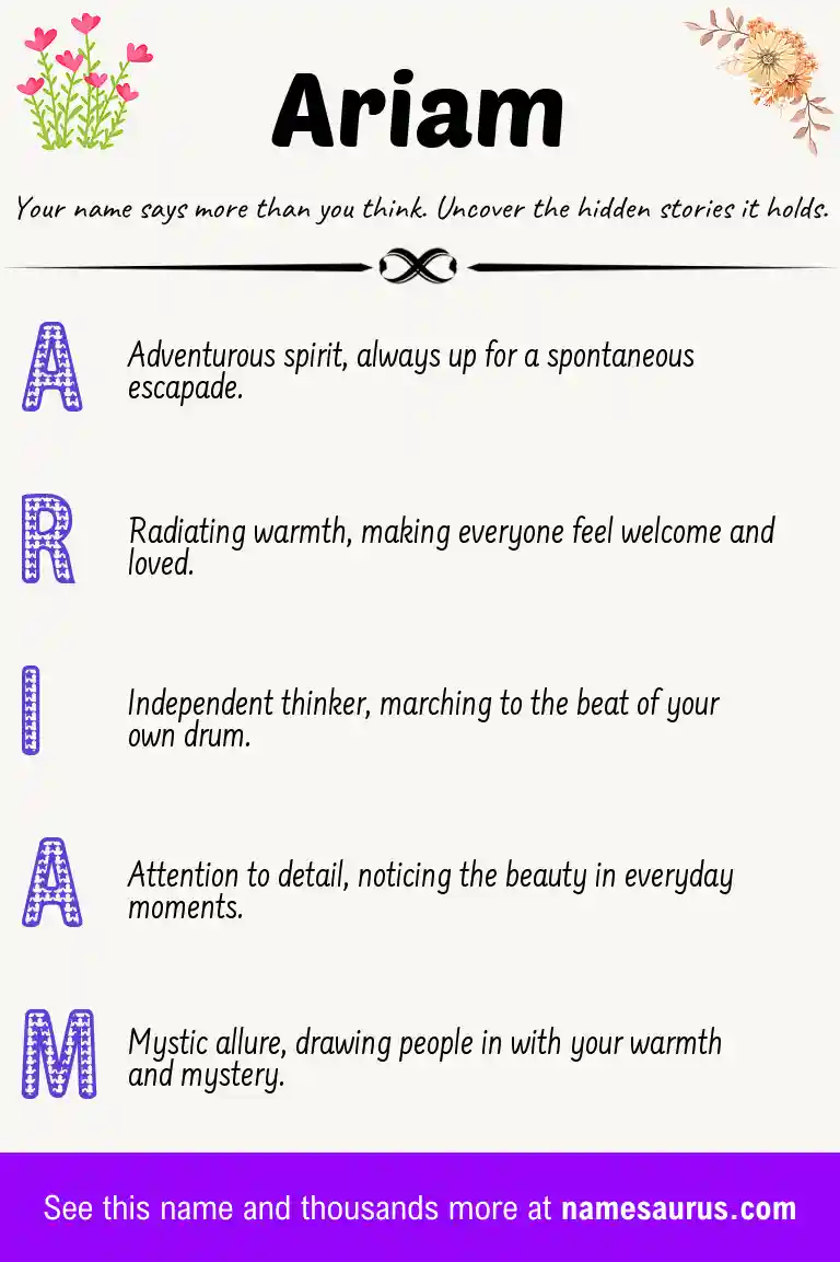 Acrostic poem about Ariam.