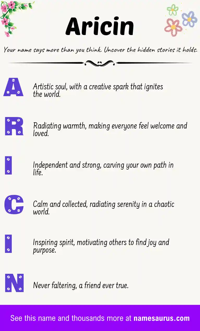 Acrostic poem about Aricin.