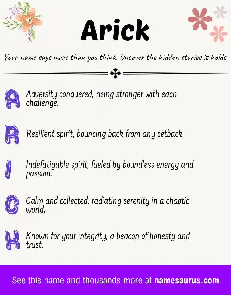 Acrostic poem about Arick.