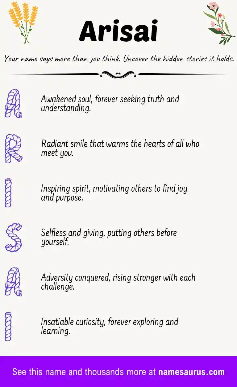Acrostic poem about Arisai.