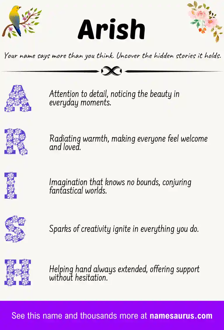 Acrostic poem about Arish.