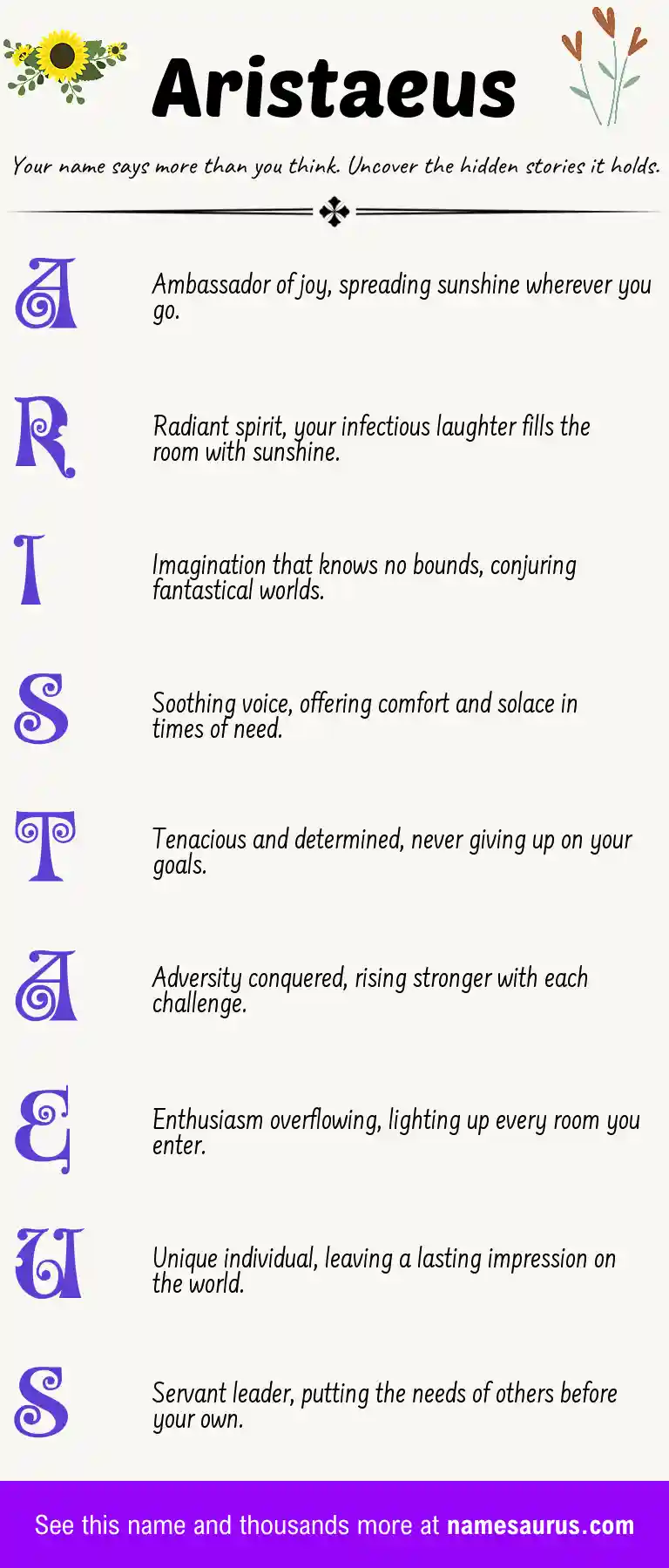 Acrostic poem about Aristaeus.