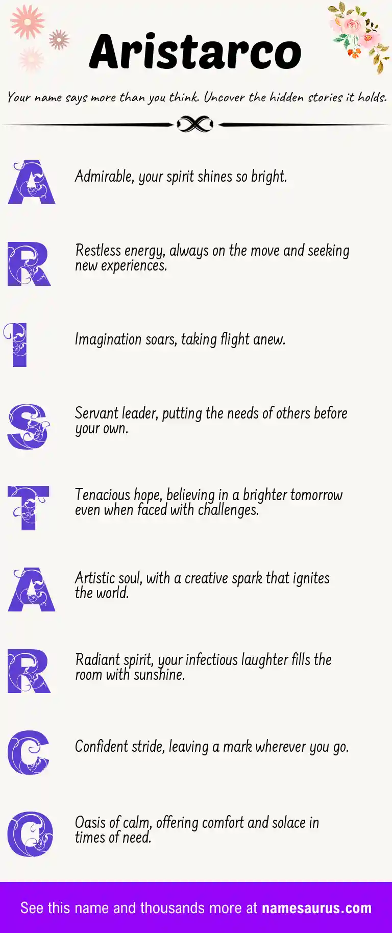 Acrostic poem about Aristarco.