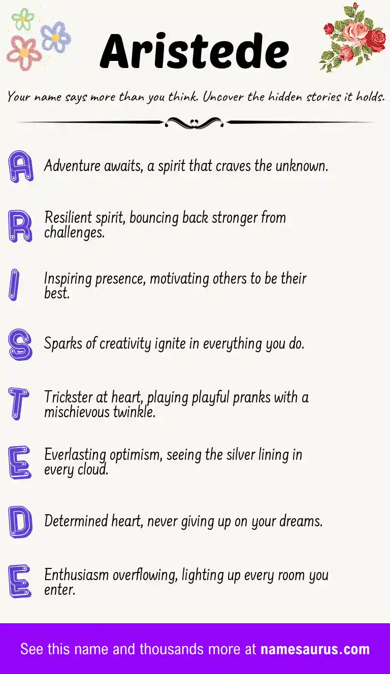 Acrostic poem about Aristede.
