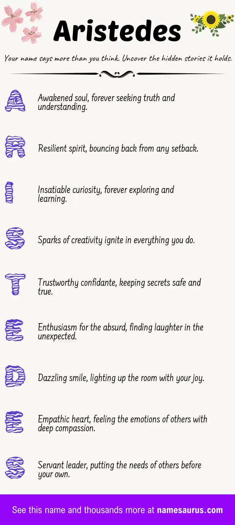 Acrostic poem about Aristedes.