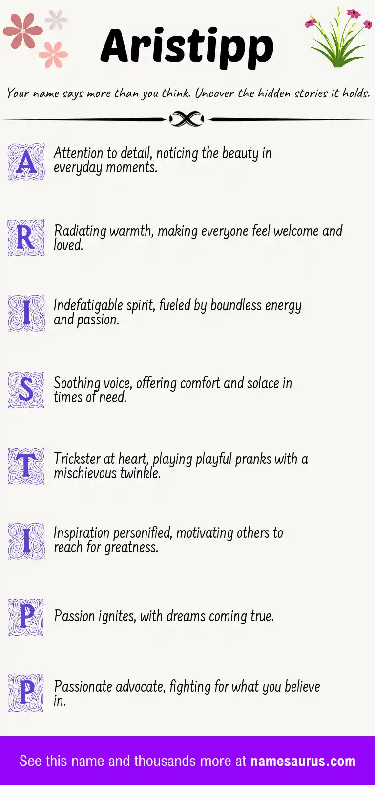 Acrostic poem about Aristipp.