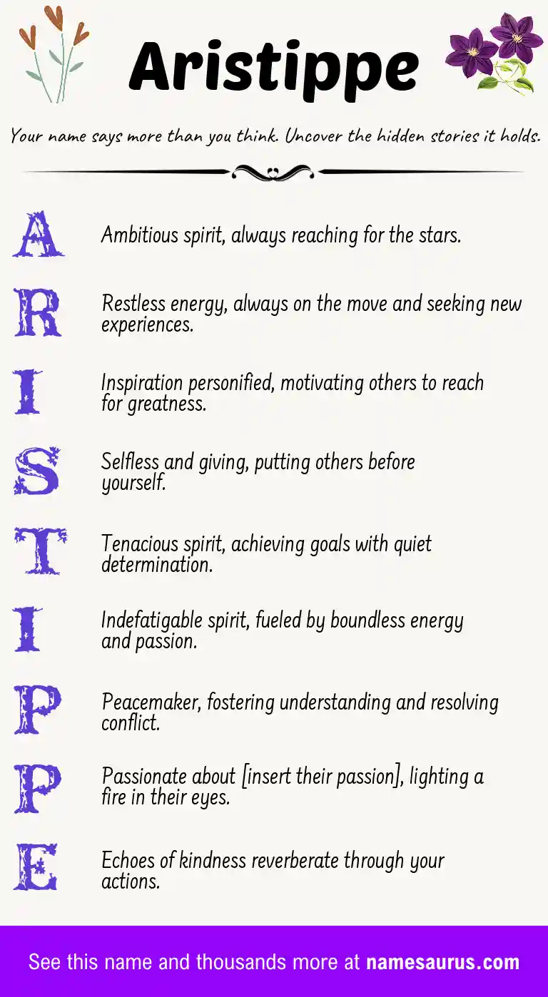 Acrostic poem about Aristippe.