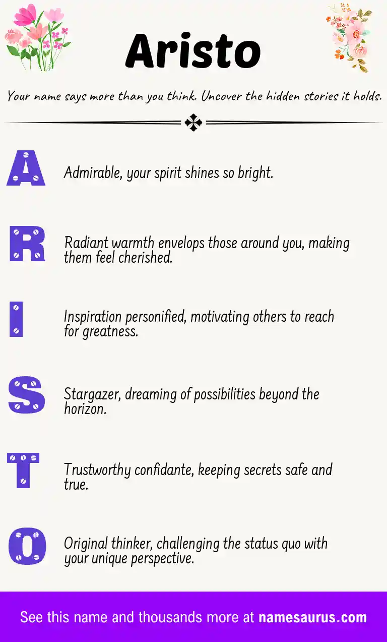 Acrostic poem about Aristo.