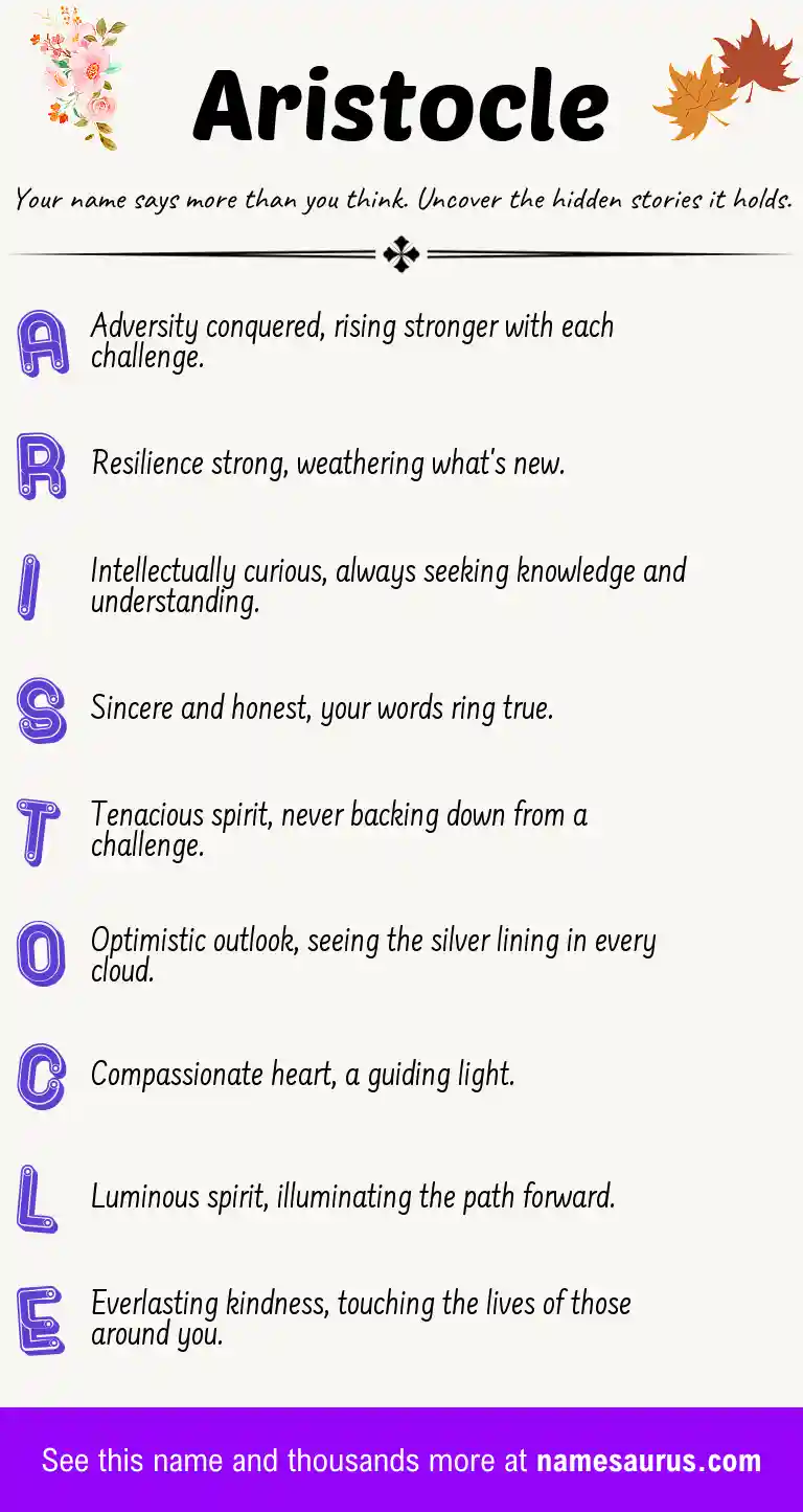 Acrostic poem about Aristocle.